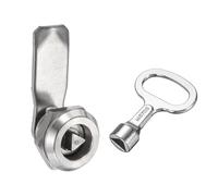 sourcing map Tubular Cam Lock, 5/7 Inch Cylinder Length 304 Stainless Steel Triangle Cabinet Lock with Key for Electric Box Mailbox (Silver, Pack of 1)