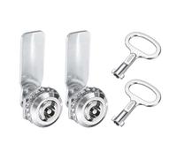 sourcing map Tubular Cam Lock, 5/7 Inch Cylinder Length Zinc Alloy Flat Cabinet Lock with Key for Electric Box Mailbox (Silver, Pack of 2)