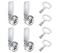 sourcing map Tubular Cam Lock, 5/7 Inch Cylinder Length Zinc Alloy Flat Cabinet Lock with Key for Electric Box Mailbox (Silver, Pack of 4)