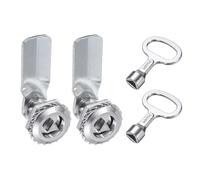 sourcing map Tubular Cam Lock, 5/7 Inch Cylinder Length Zinc Alloy Triangle Cabinet Lock with Key for Electric Box Mailbox (Silver, Pack of 2)