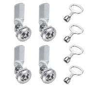 sourcing map Tubular Cam Lock, 5/7 Inch Cylinder Length Zinc Alloy Triangle Cabinet Lock with Key for Electric Box Mailbox (Silver, Pack of 4)