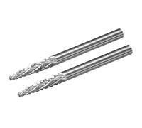 sourcing map Tungsten Carbide Rotary Files 1/8" Shank, Double Cut Taper Shape Rotary Burrs Tool 3mm Dia, for Die Grinder Drill Bit Wood Soft Metal Carving Polishing, 4pcs