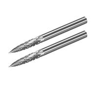 sourcing map Tungsten Carbide Rotary Files 1/8" Shank, Double Cut Tree Shape Rotary Tool 3mm Dia, for Die Grinder Drill Bit Wood Soft Metal Carving Polishing Model Engineering, 2pcs