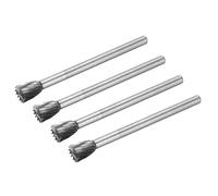 sourcing map Tungsten Carbide Rotary Files 1/8" Shank, Single Cut Inverted Cone Shape Rotary Burrs Tool 6mm Dia, for Die Grinder Drill Alloy Steel Hard Metal Carving Polishing Engraving, 4pcs