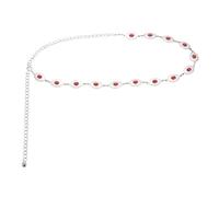 sourcing map Turquoise Waist Chain Belts, 43.7 Inch Length Adjustable Body Chain Belts Metal Western Belt for Woman with Black Green Drawstring Bag for Outfits Jeans Dress, Red