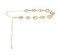 sourcing map Turquoise Waist Chain Belts, 43.7 Inch Length Adjustable Body Chain Belts Metal Western Belt for Woman with Black Green Drawstring Bag for Outfits Jeans Dress, Gold