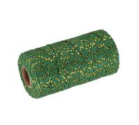 sourcing map Twine Packing String Wrapping Cotton Twine 100M/109 Yard Green and Gold Tone Rope for Gift Wrapping, Christmas Twine