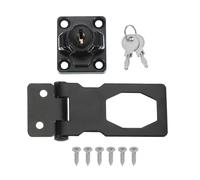 sourcing map Twist Knob Keyed Hasp Locks Safety Packlock Clasp Hasp Latches with Keys & Screws 2.5 Inch for Window Barn Drawer Cabinet Garage Closets Doors (Black)