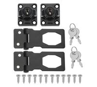 sourcing map Twist Knob Keyed Hasp Locks Safety Packlock Clasp Hasp Latches with Keys & Screws 2.5 Inch for Window Barn Drawer Cabinet Garage Small Doors (Pack of 2, Black)