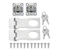 sourcing map Twist Knob Keyed Hasp Locks Safety Packlock Clasp Hasp Latches with Keys & Screws 3 Inch for Window Barn Drawer Cabinet Garage Closets Doors (Pack of 2, Silver)