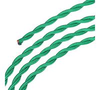 sourcing map Twisted Cloth Covered Wire 2 Core 18AWG 10m/32.8ft, Vintage Woven Fabric Electrical Cable for Pendant Light DIY Project,Dark Green
