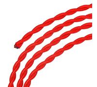 sourcing map Twisted Cloth Covered Wire 2 Core 18AWG 10m/32.8ft, Vintage Woven Fabric Electrical Cable for Pendant Light DIY Project,Red