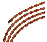 sourcing map Twisted Cloth Covered Wire 2 Core 18AWG 3.0m/9.84ft, Vintage Woven Fabric Electrical Cable for Pendant Light DIY Project,Light Brown