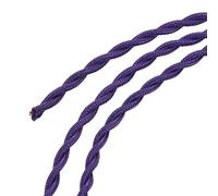 sourcing map Twisted Cloth Covered Wire 2 Core 18AWG 5 Meter/16.4 Feet, Vintage Woven Fabric Electrical Cable for Pendant Light DIY Project, Purple