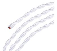 sourcing map Twisted Cloth Covered Wire 2 Core 18AWG 5m/16.4ft, Vintage Woven Fabric Electrical Cable for Pendant Light DIY Project,White