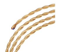 sourcing map Twisted Cloth Covered Wire 2 Core 18AWG 5m/16.4ft, Vintage Woven Fabric Electrical Cable for Pendant Light DIY Project,Light Gold Tone
