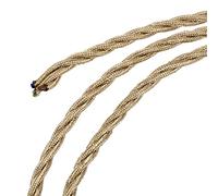 sourcing map Twisted Cloth Covered Wire 3 Core 18AWG 3 Meter/9.8 Feet, Vintage Woven Fabric Electrical Cable for Pendant Light DIY Project, Light Gold