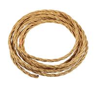 sourcing map Twisted Cloth Covered Wire 3 Core 18AWG 3 Meter/9.8 Feet, Vintage Woven Fabric Electrical Cable for Pendant Light DIY Project, Gold Tone