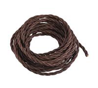 sourcing map Twisted Cloth Covered Wire 3 Core 18AWG 5 Meter/16.4 Feet, Vintage Woven Fabric Electrical Cable for Pendant Light DIY Project, Brown