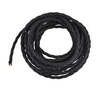 sourcing map Twisted Cloth Covered Wire 3 Core 18AWG 5 Meter/16.4 Feet, Vintage Woven Fabric Electrical Cable for Pendant Light DIY Project, Black