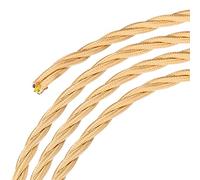 sourcing map Twisted Cloth Covered Wire 3 Core 18AWG 5m/16.4ft, Vintage Woven Fabric Electrical Cable for Pendant Light DIY Project,Apricot