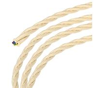 sourcing map Twisted Cloth Covered Wire 3 Core 18AWG 5m/16.4ft, Vintage Woven Fabric Electrical Cable for Pendant Light DIY Project,Beige