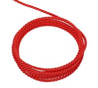 sourcing map Twisted Cord Trim, 11 Yard 2mm 3-Ply Twine Braided Rope Shiny Thread String for Craft Gift Bag Curtain Christmas Decor, Bright Red - 10m