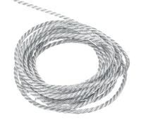 sourcing map Twisted Cord Trim, 11 Yard 2mm 3-Ply Twine Braided Rope Shiny Thread String for Craft Gift Bag Curtain Christmas Decor, Silver - 10m