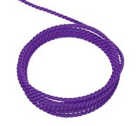 sourcing map Twisted Cord Trim, 16 Yard 2mm 3-Ply Twine Braided Rope Shiny Thread String for Craft Gift Bag Curtain Christmas Decor, Purple - 15m