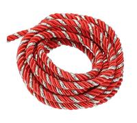 sourcing map Twisted Cord Trim, 16 Yard 5mm 3-Ply Twine Braided Rope Shiny Thread String for Craft Gift Bag Curtain Christmas Decor, Dark Red & Silver-15m