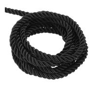 sourcing map Twisted Cord Trim, 16 Yard 6mm 3-Ply Twine Braided Rope Shiny Thread String for Craft Gift Bag Curtain Christmas Decor, Black-15m