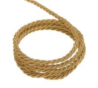 sourcing map Twisted Cord Trim, 22 Yard 3mm 3-Ply Twine Braided Rope Shiny Thread String for Craft Gift Bag Curtain Christmas Decor, Dark Gold - 20m
