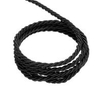 sourcing map Twisted Cord Trim, 22 Yard 3mm 3-Ply Twine Braided Rope Shiny Thread String for Craft Gift Bag Curtain Christmas Decor, Black - 20m