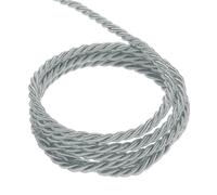 sourcing map Twisted Cord Trim, 22 Yard 3mm 3-Ply Twine Braided Rope Shiny Thread String for Craft Gift Bag Curtain Christmas Decor, Grey - 20m