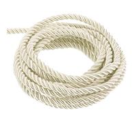 sourcing map Twisted Cord Trim, 22 Yard 5mm 3-Ply Twine Braided Rope Shiny Thread String for Craft Gift Bag Curtain Christmas Decor, Cream White - 20m