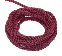 sourcing map Twisted Cord Trim, 22 Yard 5mm 3-Ply Twine Braided Rope Shiny Thread String for Craft Gift Bag Curtain Christmas Decor, Wine Red- 20m