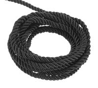 sourcing map Twisted Cord Trim, 5 Yard 3mm 3-Ply Twine Braided Rope Shiny Thread String for Craft Gift Bag Curtain Christmas Decor, Black - 5m