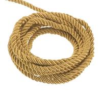sourcing map Twisted Cord Trim, 5 Yard 3mm 3-Ply Twine Braided Rope Shiny Thread String for Craft Gift Bag Curtain Christmas Decor, Dark Gold - 5m