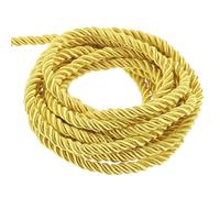 sourcing map Twisted Cord Trim, 5 Yard 3mm 3-Ply Twine Braided Rope Shiny Thread String for Craft Gift Bag Curtain Christmas Decor, Light Gold - 5m