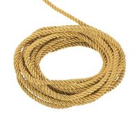 sourcing map Twisted Cord Trim, 5 Yard 5mm 3-Ply Twine Braided Rope Shiny Thread String for Craft Gift Bag Curtain Christmas Decor, Dark Gold - 5m
