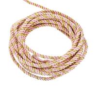 sourcing map Twisted Cord Trim, 5 Yard 5mm 3-Ply Twine Braided Rope Shiny Thread String for Craft Gift Bag Curtain Christmas Decor, Pink & Gold - 5m