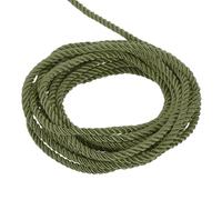 sourcing map Twisted Cord Trim, 5 Yard 5mm 3-Ply Twine Braided Rope Shiny Thread String for Craft Gift Bag Curtain Christmas Decor, Olive Green - 5m