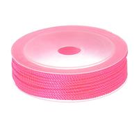sourcing map Twisted Nylon Twine Thread Beading Cord 2mm 13M/43 Feet Extra-Strong Braided Nylon String for Crafting Bracelets Jewelry Making, Hot Pink