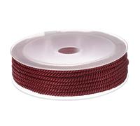 sourcing map Twisted Nylon Twine Thread Beading Cord 3mm 7M/23 Feet Extra-Strong Braided Nylon String for Crafting Bracelets Jewelry Making, Dark Red