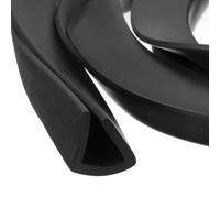 sourcing map U Channel Edge Trim, 2m Length Rubber Guard Seal Strip Edge Protector Flat Type Fit for 11.5-12mm Edge, (16mm W x 14mm H) Black