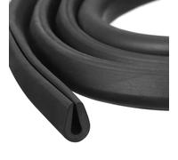 sourcing map U Channel Edge Trim, 2m Length Rubber Guard Seal Strip Edge Protector Round Type Fit for 2.5-3mm Edge, (7mm W x 10mm H) Black