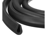 sourcing map U Channel Edge Trim, 2m Length Rubber Guard Seal Strip Edge Protector Round Type Fit for 4.5-5mm Edge, (9mm W x 11mm H) Black