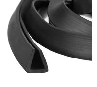 sourcing map U Channel Edge Trim, 5m Length Rubber Guard Seal Strip Edge Protector Flat Type Fit for 8mm Edge, (11mm W x 12mm H) Black