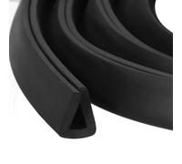sourcing map U Channel Edge Trim, 5m Length Rubber Guard Seal Strip Edge Protector Flat Type Fit for 5mm Edge, (9mm W x 11mm H) Black
