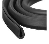 sourcing map U Channel Edge Trim, 5m Length Rubber Guard Seal Strip Edge Protector Round Type Fit for 3mm Edge, (7mm W x 10mm H) Black